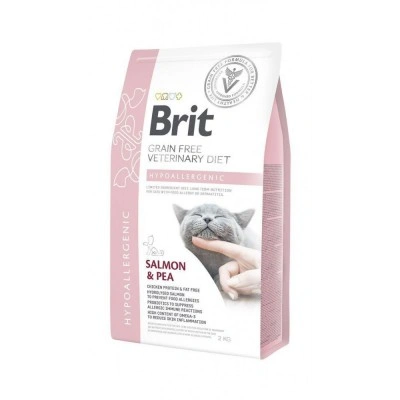 Сухий корм Brit GF VetDiet Cat Hypoallergenic для котів, з харчовою алергією та непереносимістю, з лососем та горохом, 2 кг Сухий корм Brit GF VetDiet Cat Hypoallergenic для котів, з харчовою алергією та непереносимістю, з лососем та горохом, 2 кг