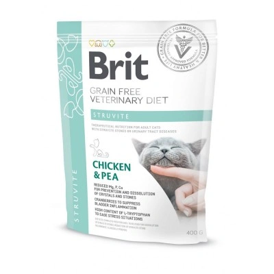 Сухий корм Brit GF VetDiet Cat Struvite для котів, при сечокам'яній хворобі, з куркою та горохом, 400 г Сухий корм Brit GF VetDiet Cat Struvite для котів, при сечокам'яній хворобі, з куркою та горохом, 400 г