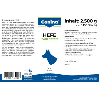 Вітаміни Canina Hefe для собак, дріжджові таблетки з ензимами, 2500 г (3100 табл)