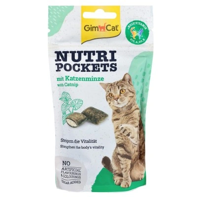 Вітамінні ласощі GimCat Nutri Pockets для котів, котяча м'ята і мультивітамін, 60 г Вітамінні ласощі GimCat Nutri Pockets для котів, котяча м'ята і мультивітамін, 60 г