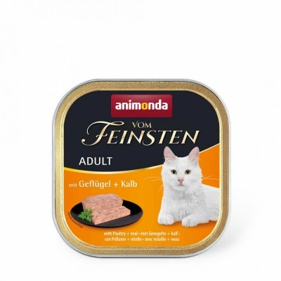 Вологий корм Animonda Vom Feinsten для котів, з птицею і телятиною, 100 г Вологий корм Animonda Vom Feinsten для котів, з птицею і телятиною, 100 г