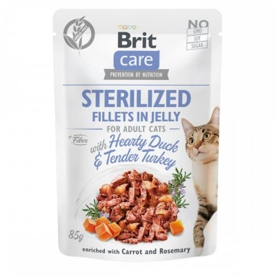 Вологий корм Brit Care Cat Pouch для кастрованих котів, в желе, качка та індичка, 85 г Вологий корм Brit Care Cat Pouch для кастрованих котів, в желе, качка та індичка, 85 г