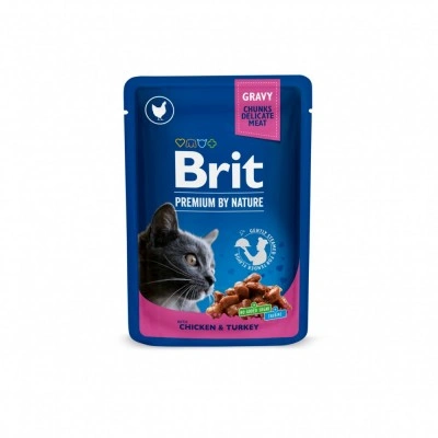 Вологий корм Brit Premium Cat Pouch для котів, з куркою та індичкою, 100 г Вологий корм Brit Premium Cat Pouch для котів, з куркою та індичкою, 100 г