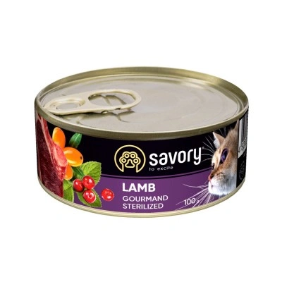 Вологий корм Savory для стерилізованих котів, з ягням, 100 г Вологий корм Savory для стерилізованих котів, з ягням, 100 г